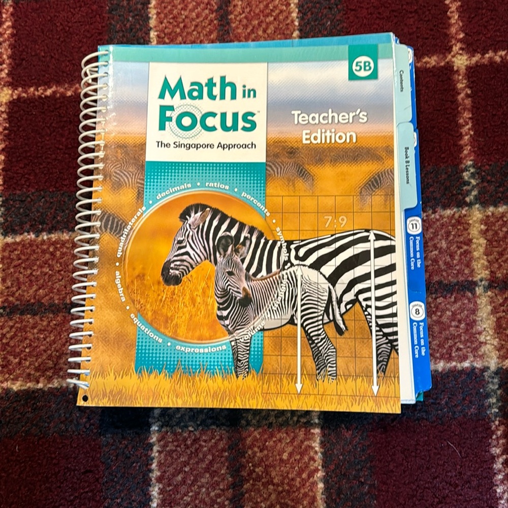 Math in focus teachers edition. 5B. This includes chapters 8-15